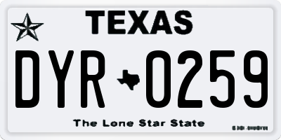 TX license plate DYR0259