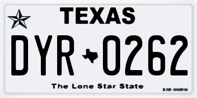 TX license plate DYR0262