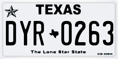 TX license plate DYR0263