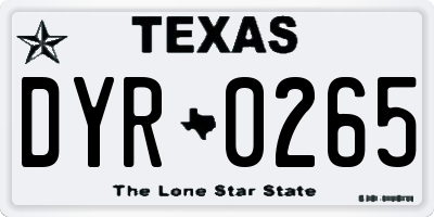 TX license plate DYR0265