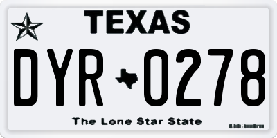 TX license plate DYR0278