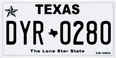 TX license plate DYR0280