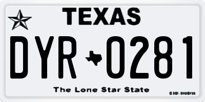 TX license plate DYR0281