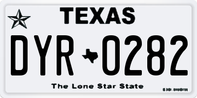 TX license plate DYR0282