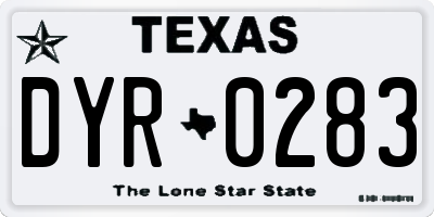 TX license plate DYR0283