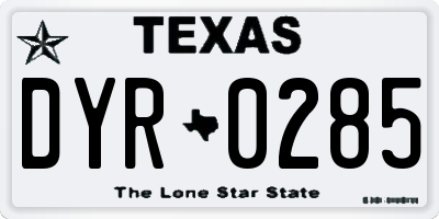 TX license plate DYR0285