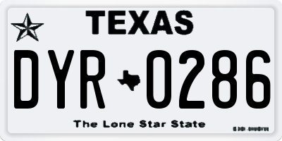 TX license plate DYR0286