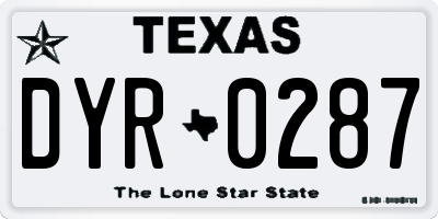 TX license plate DYR0287