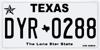 TX license plate DYR0288