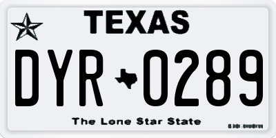 TX license plate DYR0289
