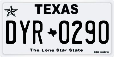TX license plate DYR0290