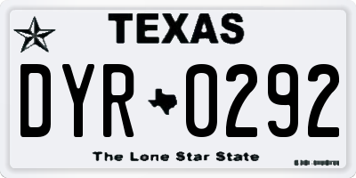 TX license plate DYR0292