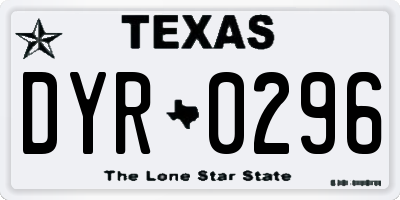 TX license plate DYR0296