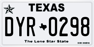 TX license plate DYR0298