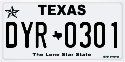TX license plate DYR0301