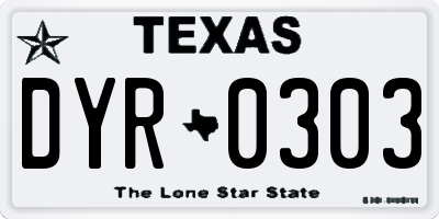 TX license plate DYR0303