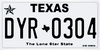TX license plate DYR0304