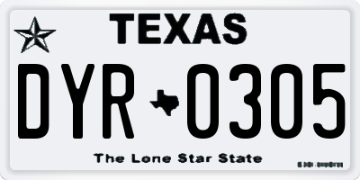 TX license plate DYR0305