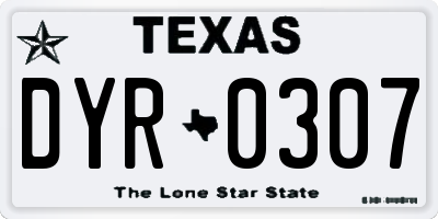 TX license plate DYR0307