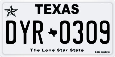 TX license plate DYR0309