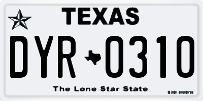 TX license plate DYR0310