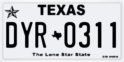 TX license plate DYR0311