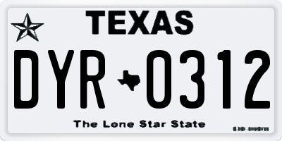 TX license plate DYR0312