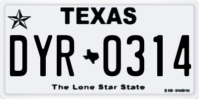 TX license plate DYR0314