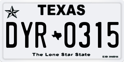 TX license plate DYR0315