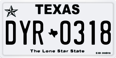 TX license plate DYR0318