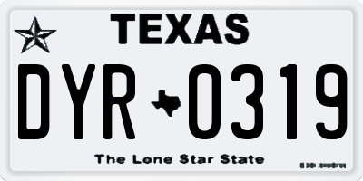 TX license plate DYR0319