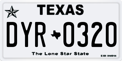 TX license plate DYR0320