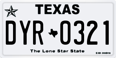 TX license plate DYR0321