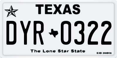 TX license plate DYR0322