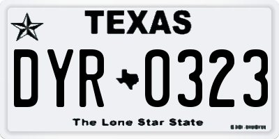 TX license plate DYR0323