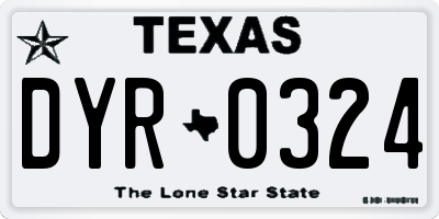 TX license plate DYR0324