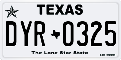 TX license plate DYR0325