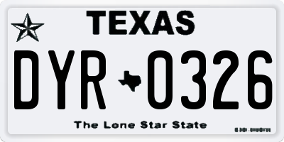 TX license plate DYR0326