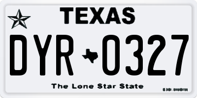 TX license plate DYR0327