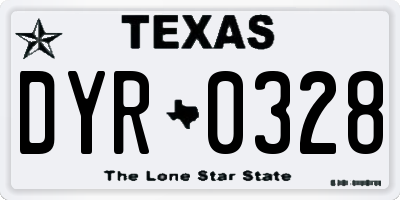 TX license plate DYR0328
