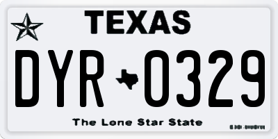TX license plate DYR0329
