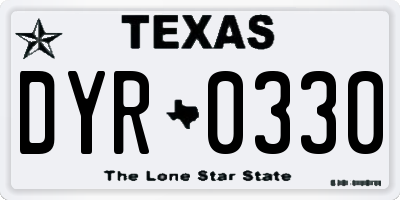 TX license plate DYR0330