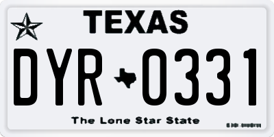 TX license plate DYR0331