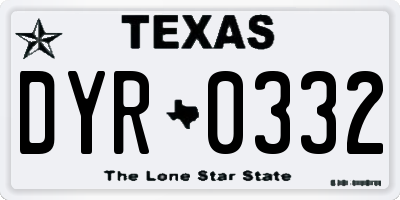 TX license plate DYR0332