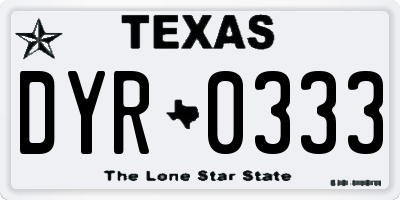 TX license plate DYR0333