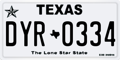 TX license plate DYR0334