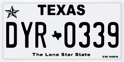 TX license plate DYR0339