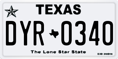 TX license plate DYR0340