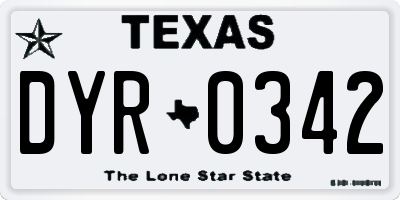 TX license plate DYR0342