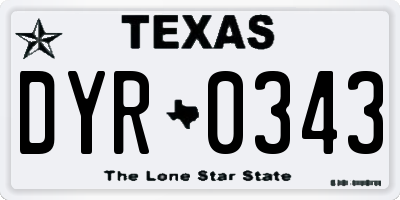 TX license plate DYR0343